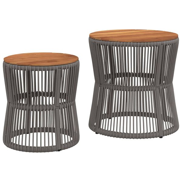 vidaXL Garden Side Table Gray and Brown PE rattan Small and Medium