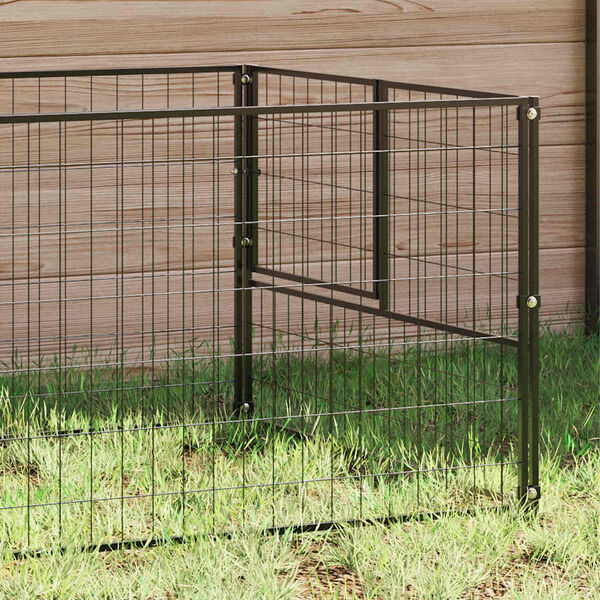 vidaXL Dog Kennel Black Steel 39.4 in x 39.4 in x 27.6 in