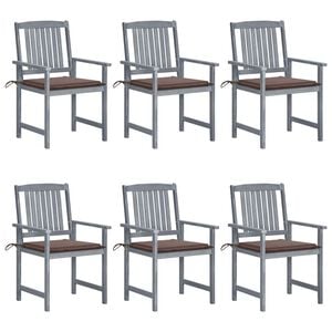 vidaXL Patio Chair Set of 6 Gray Solid acacia wood Standard Durable