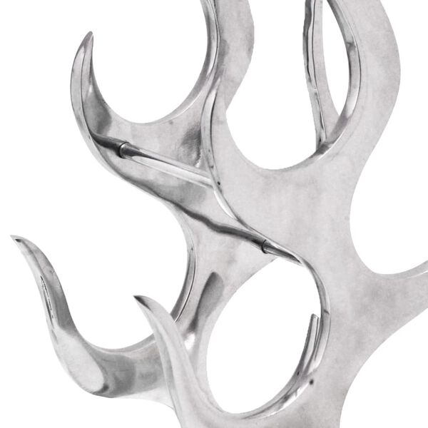 vidaXL Wine Rack Flame Shape Aluminum Silver 9 Bottles
