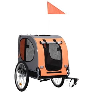 vidaXL Pet Bike Trailer Orange and Grey Oxford fabric and steel