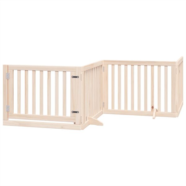 vidaXL Dog Gate Set of 4 Brown Poplar wood 126 in Foldable Dog Gate