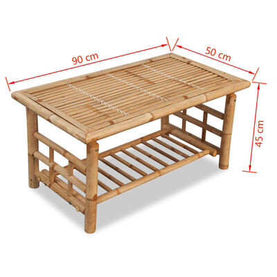 vidaXL Coffee Table Bamboo 35.4"x19.7"x17.7"