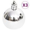 vidaXL Christmas Bauble Set Silver and white Plastic Multiple sizes