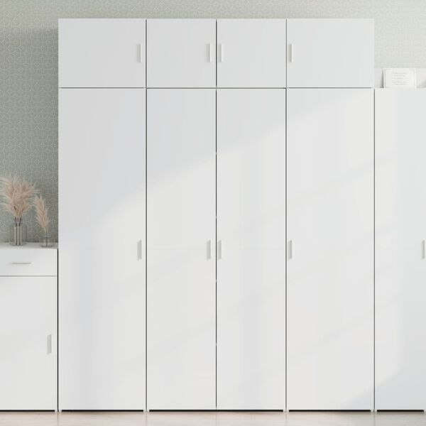 vidaXL Storage Cabinet White 31.5"x16.7"x88.6" Engineered Wood