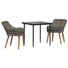 vidaXL Garden Dining Set with Cushion 3 pcs Grey Poly Rattan
