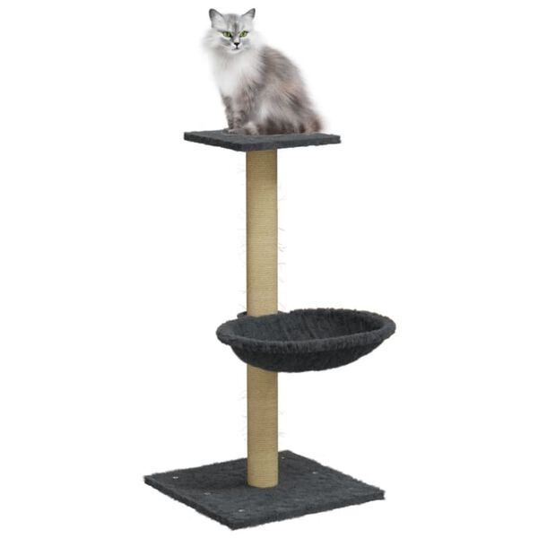 vidaXL Cat Tree Dark Grey Engineered wood, plush, sisal Medium Cat Tree