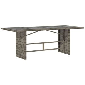 vidaXL Garden Table Grey PE rattan, powder-coated steel, tempered glass