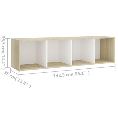 vidaXL TV Cabinet White and Sonoma Oak 56.1"x13.8"x14.4" Chipboard