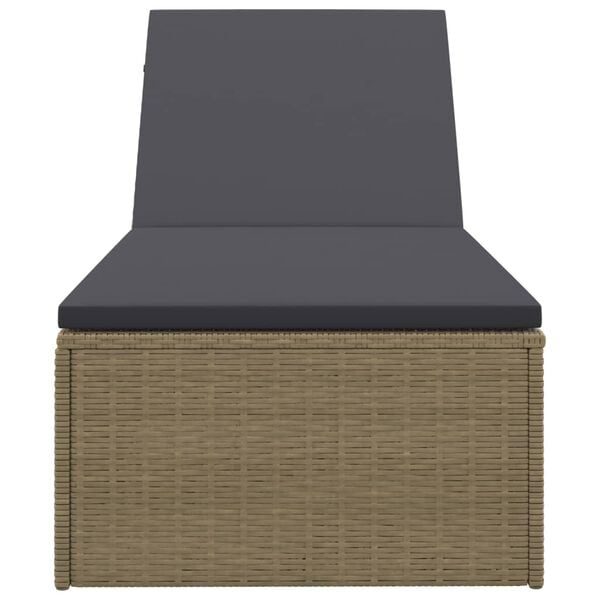 vidaXL Sunlounger Brown and Dark Grey PE rattan Standard Foldable