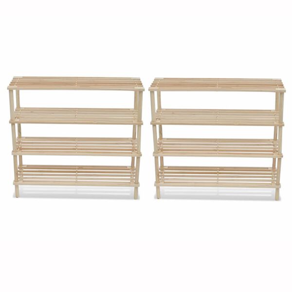 vidaXL Shoe Cabinet Set of 2 Natural Solid fir wood