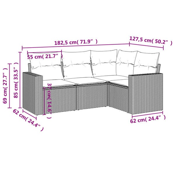 vidaXL Garden Sofa Set Beige and Light Grey