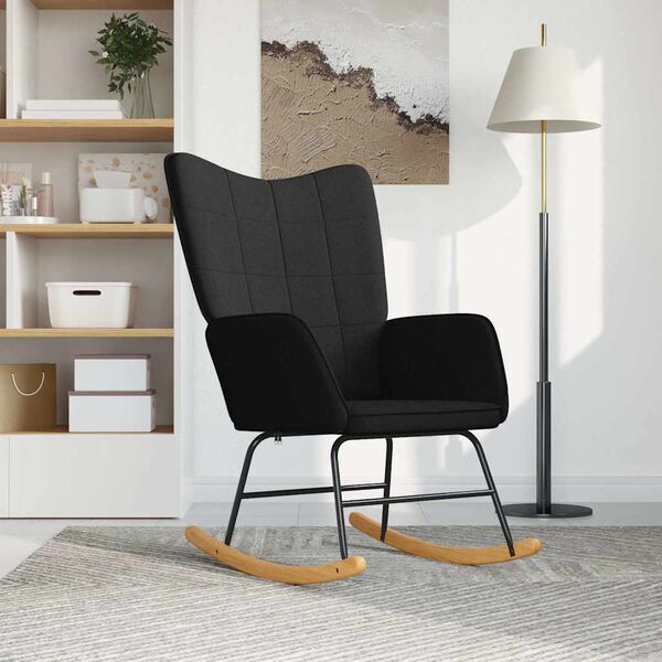 vidaXL Rocking Chair Black Polyester Fabric Standard Rocking Chair
