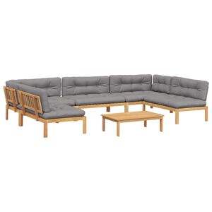 vidaXL Pallet Sofa Set Natural wood color and gray