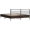 vidaXL Bed Frame Brown Oak Engineered Wood, Metal 63x79 in Bed Frame