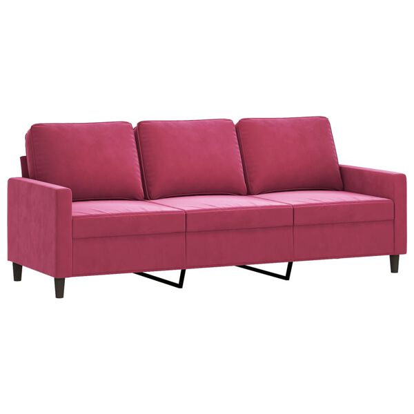 vidaXL Sofa Set Wine Red Velvet (100% polyester), metal, textilene, plywood