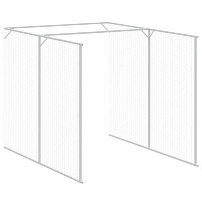 vidaXL Dog House with Run Light Gray 65"x420.1"x71.3" Galvanized Steel