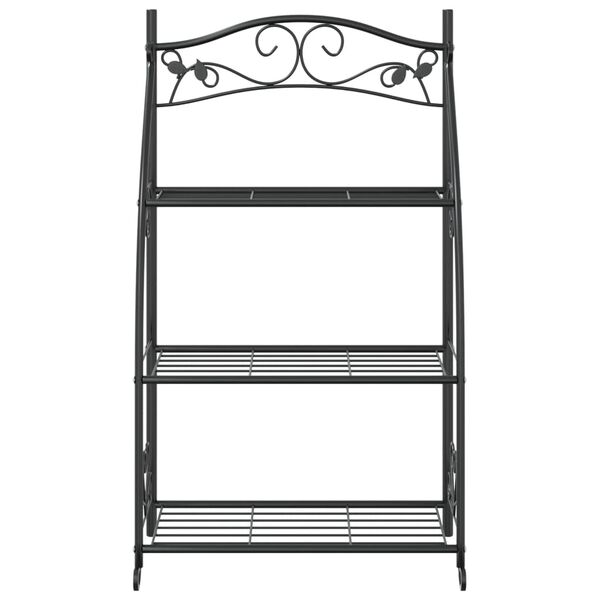 vidaXL Flower Rack Black Powder-coated Steel Flower Rack Rectangular