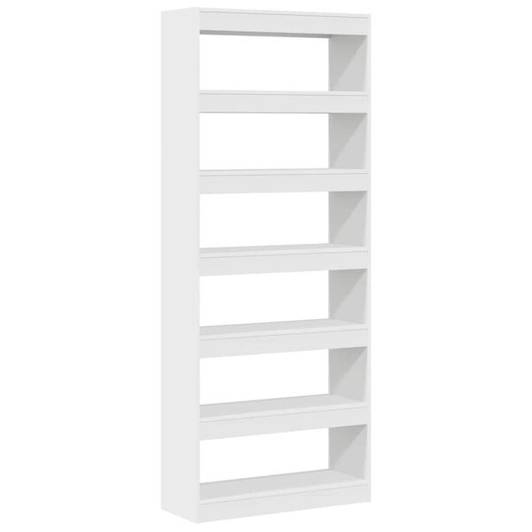 vidaXL Book Cabinet White 31.50 x 11.81 x 77.95 in Engineered Wood