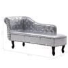 vidaXL Chaise Longue Silver Artificial leather, solid wood frame Large