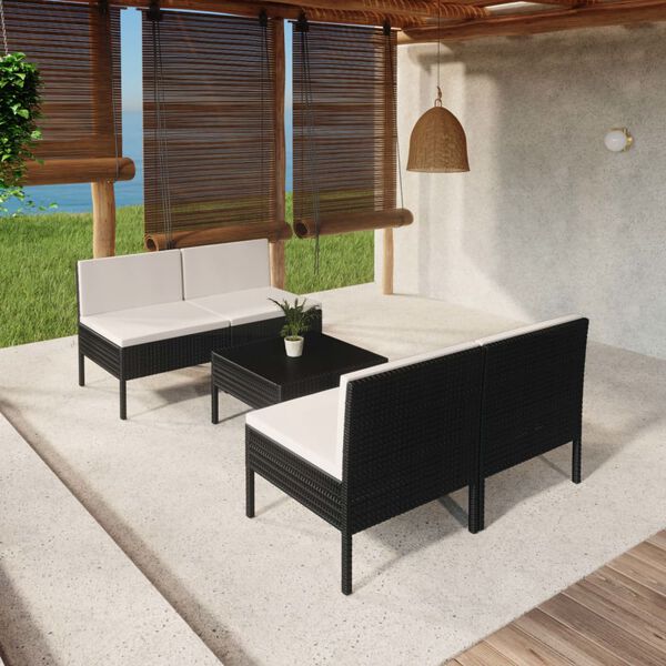 vidaXL Garden Lounge Set Black, Cream white