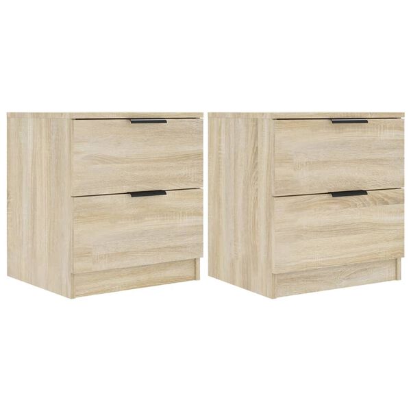 vidaXL Bedside Cabinet Set of 2 Sonoma oak Engineered wood Medium