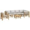 vidaXL Garden Lounge Set Natural bamboo, Light grey cushions