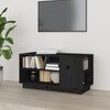 vidaXL TV Cabinet Black Solid pine wood Medium Storage TV Cabinet