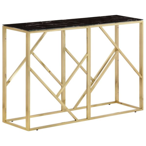 vidaXL Console Table Gold, Black Marble Stainless Steel, Tempered Glass