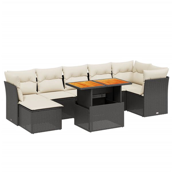 vidaXL Garden Sofa Set Black, Cream