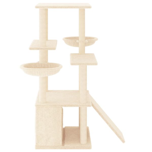 vidaXL Cat Tree Cream Engineered Wood, Plush, Sisal Medium