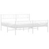 vidaXL Metal Bed Frame White Powder-Coated Steel Double Bed