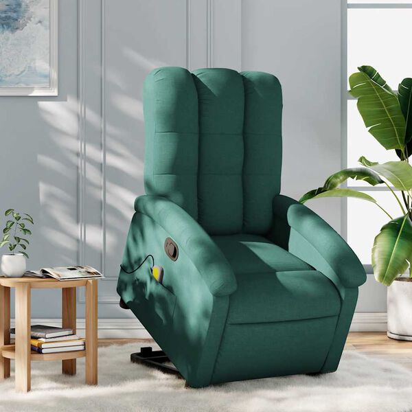 vidaXL Stand Up Massage Recliner Chair Dark Green