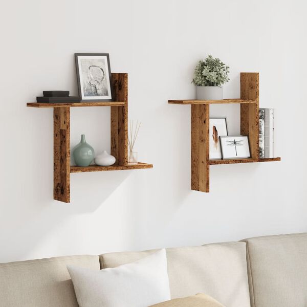 vidaXL Wall Shelf Old Wood Engineered Wood Medium Wall Shelf