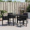 vidaXL Garden Chair Set of 4 Black PE rattan Standard Foldable