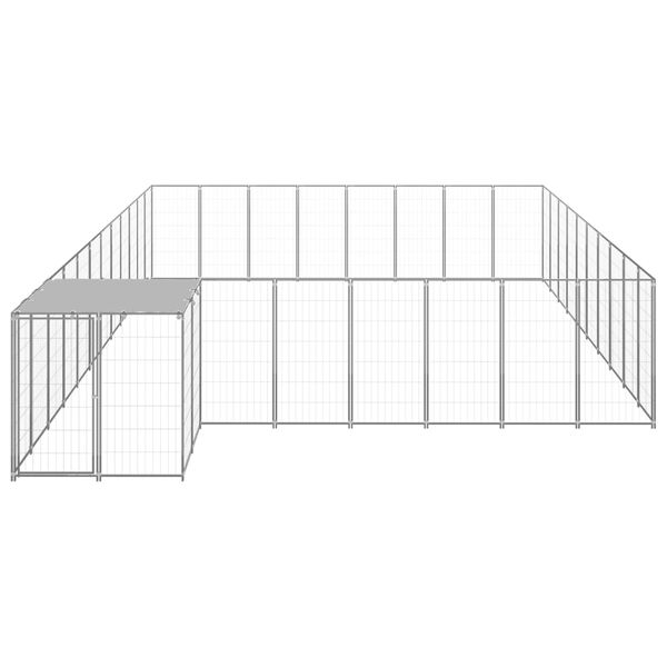vidaXL Dog Kennel Silver Powder-Coated Steel 273.9 ft&sup2; Durable