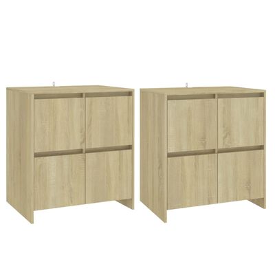 vidaXL Sideboards 2 pcs Sonoma Oak 27.6"x16.1"x29.5" Engineered Wood