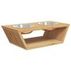 vidaXL Raised Dog Bowl Clear Bamboo and Stainless Steel Medium Durable