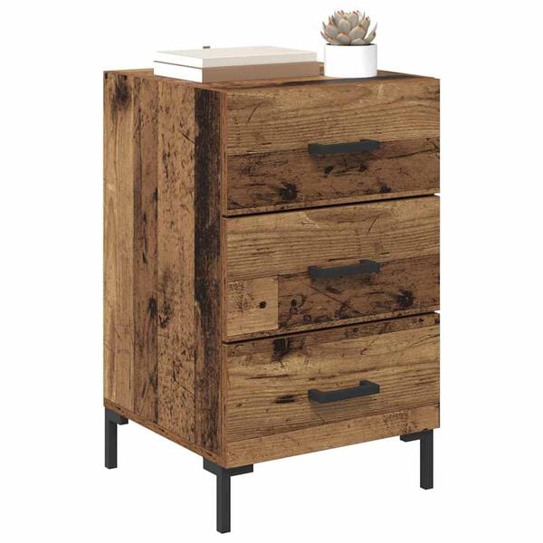 vidaXL Bedside Cabinet with Drawer Old Wood 15.75 x 15.75 x 25.98 in