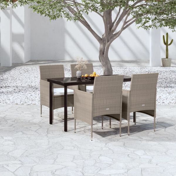 vidaXL Patio Dining Set Beige and Black