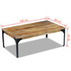 vidaXL Coffee Table Natural Mango Wood and Steel 39.4 x 23.6 x 13.8 in