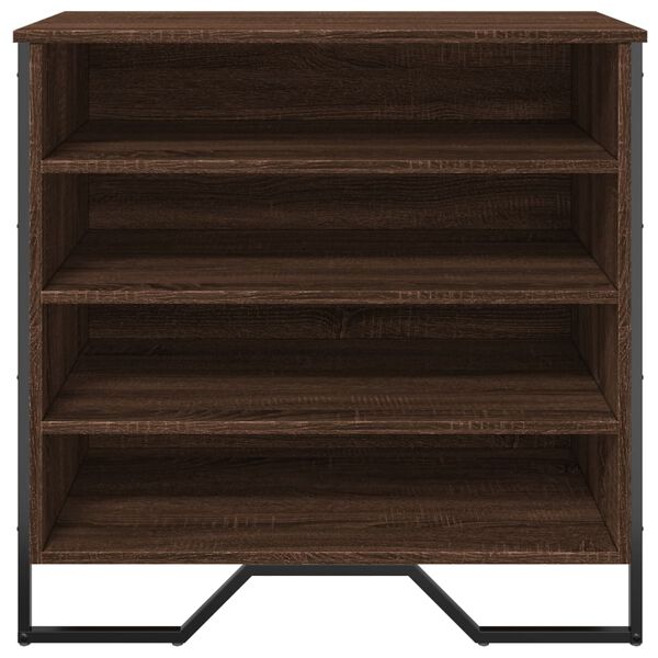 vidaXL Shoe Cabinet Brown Oak Engineered Wood, Metal Medium Shoe Cabinet