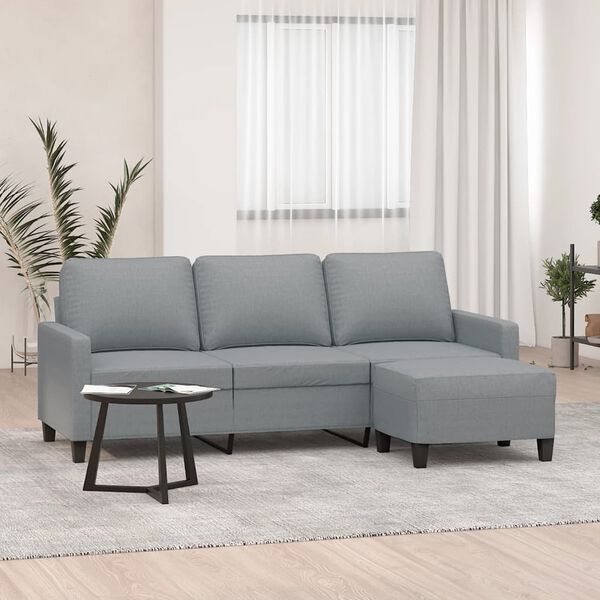 vidaXL 3-seater Sofa With Footstool Light Grey