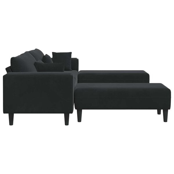 vidaXL Velvet Sofa with Cushion 3 pcs Black 208 cm Velvet