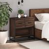 vidaXL Nightstand Brown Oak Engineered Wood, Metal Standard Nightstand