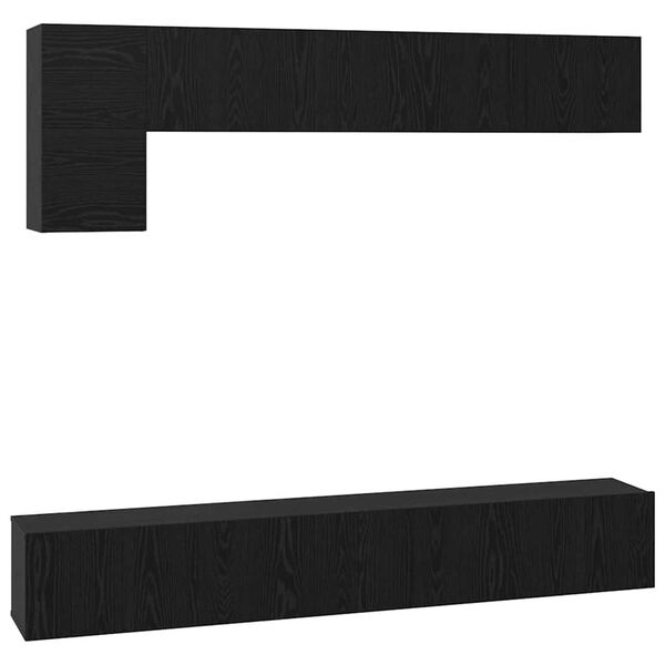 vidaXL TV Cabinet Set Wall-mounted 5 pcs Black Oak Engineered Wood