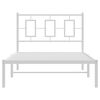 vidaXL Bed Frame White Powder-Coated Steel Twin Bed Frame Rectangular