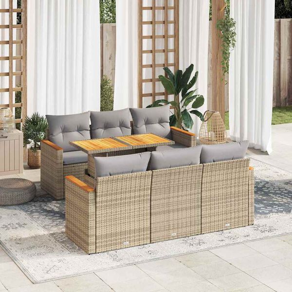 vidaXL Garden Sofa Set Beige, Light grey