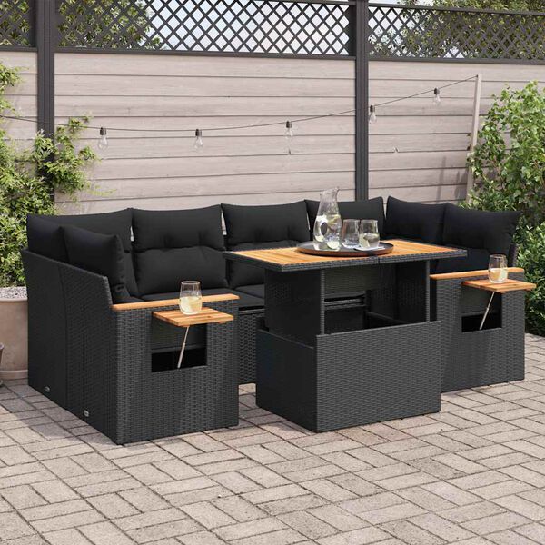 vidaXL Garden Sofa Set Black