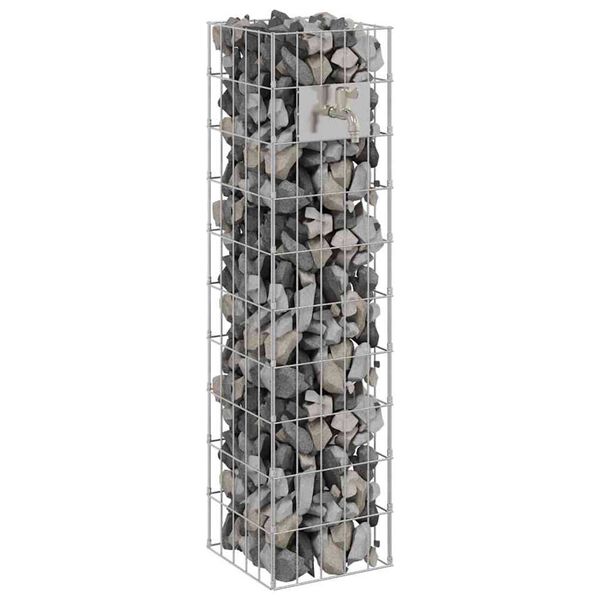vidaXL Gabion Faucet Silver 9.84 x 9.84 x 39.37 in Stainless Steel